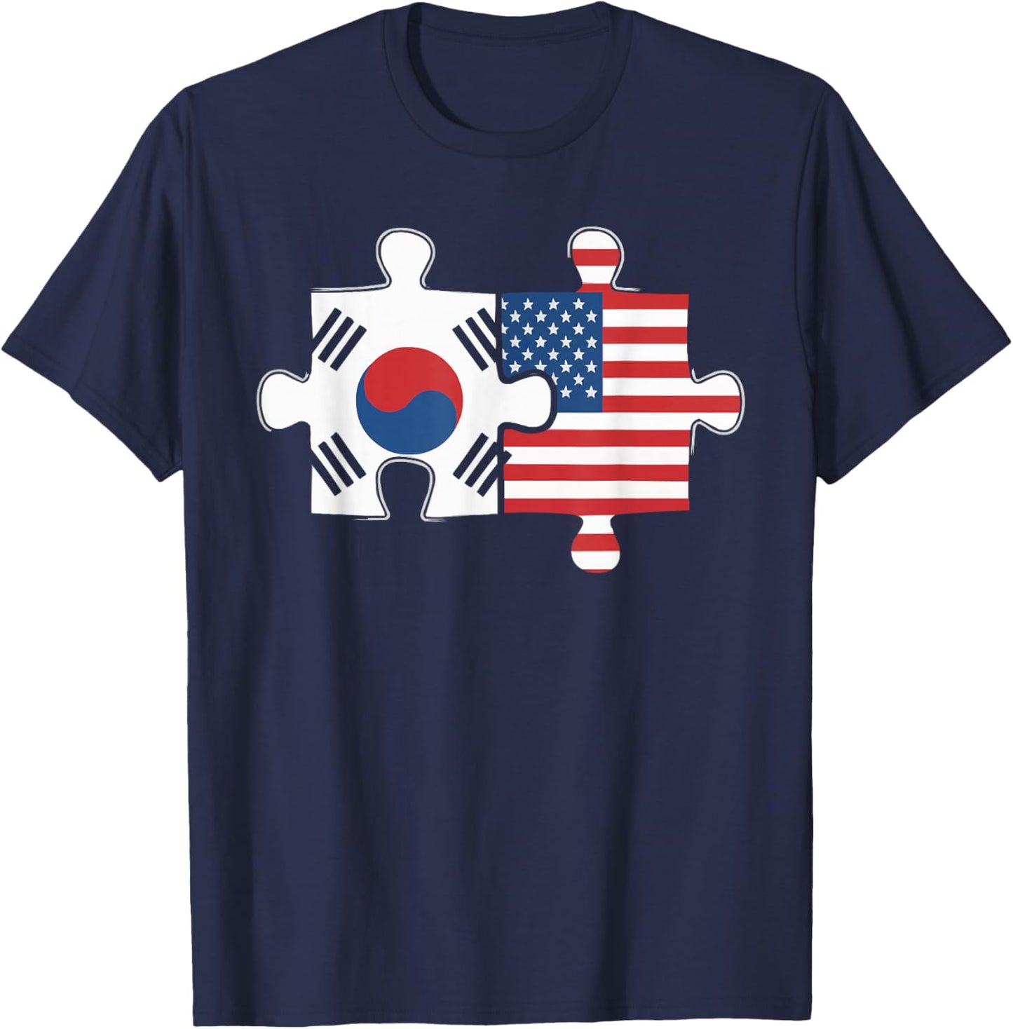 Half American Half Korean USA Flag South Korea America T-Shirt - T-Shirt | Navy