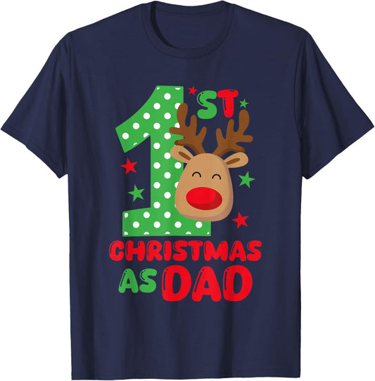 My First Christmas As a Dad Matching Family 1st Christmas T-Shirt - T-Shirt | Navy