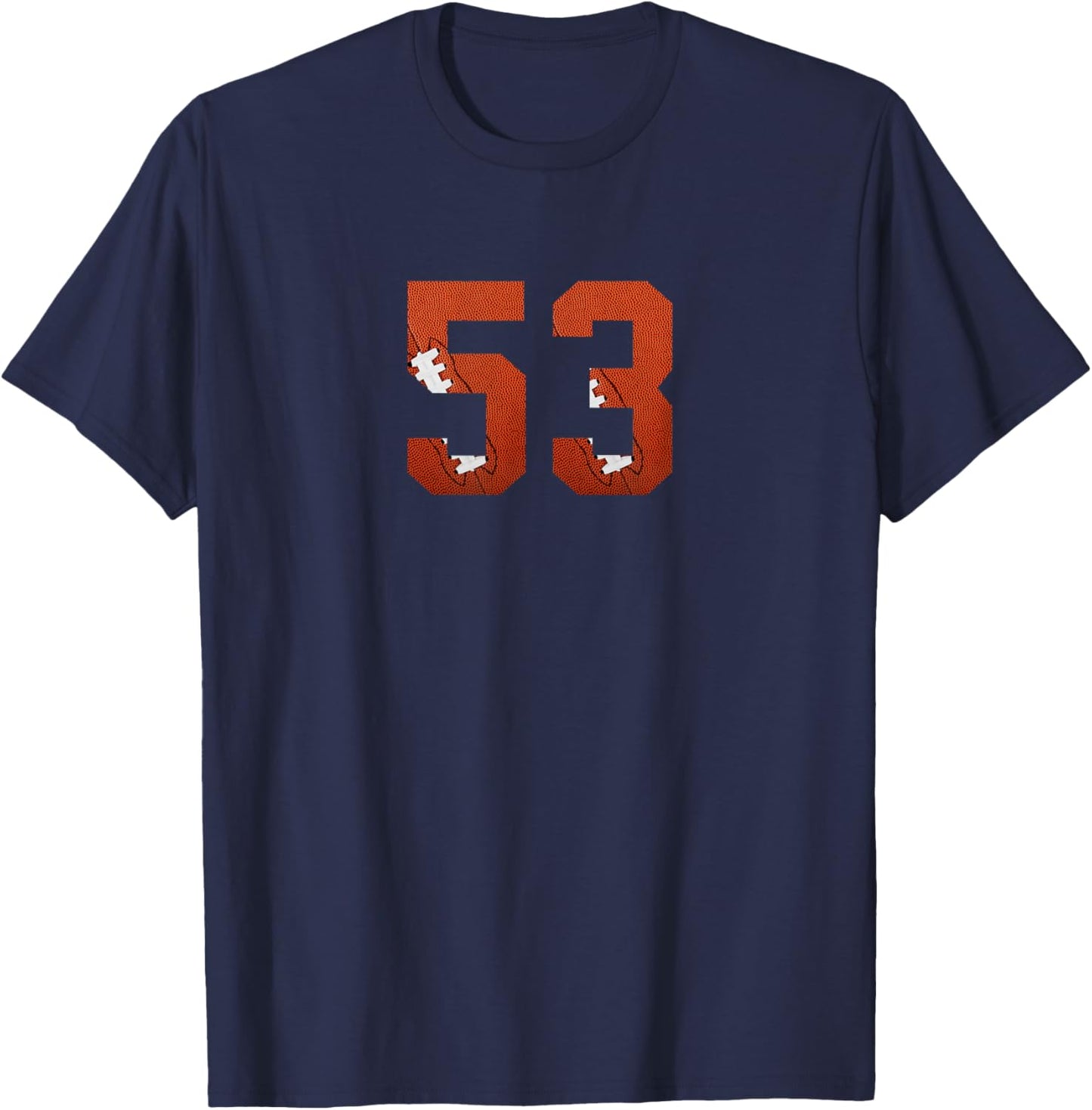 Number 53 - Minimalist American Football Jersey Numbered T-Shirt - T-Shirt | Navy