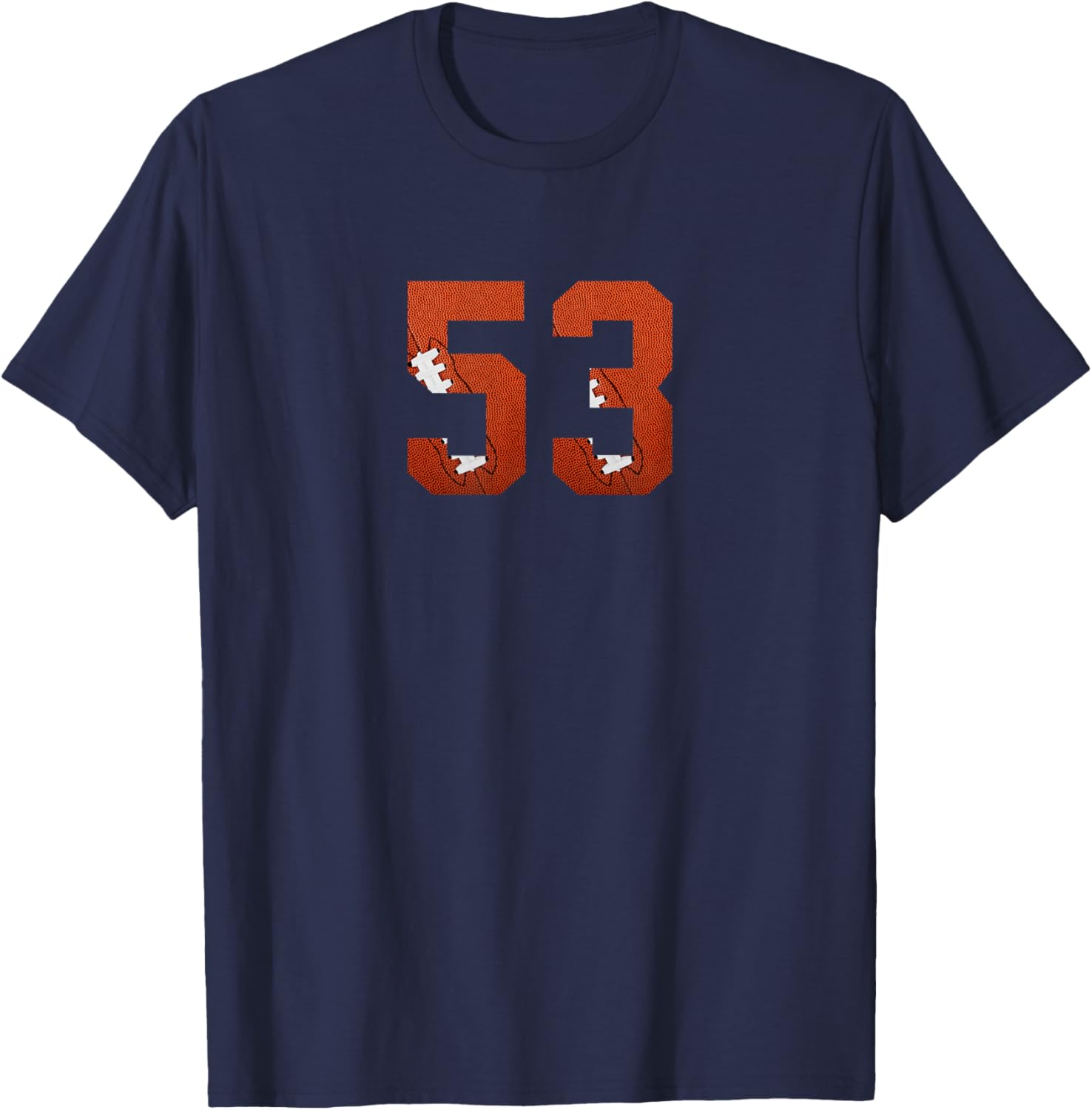 Number 53 - Minimalist American Football Jersey Numbered T-Shirt - T-Shirt | Navy