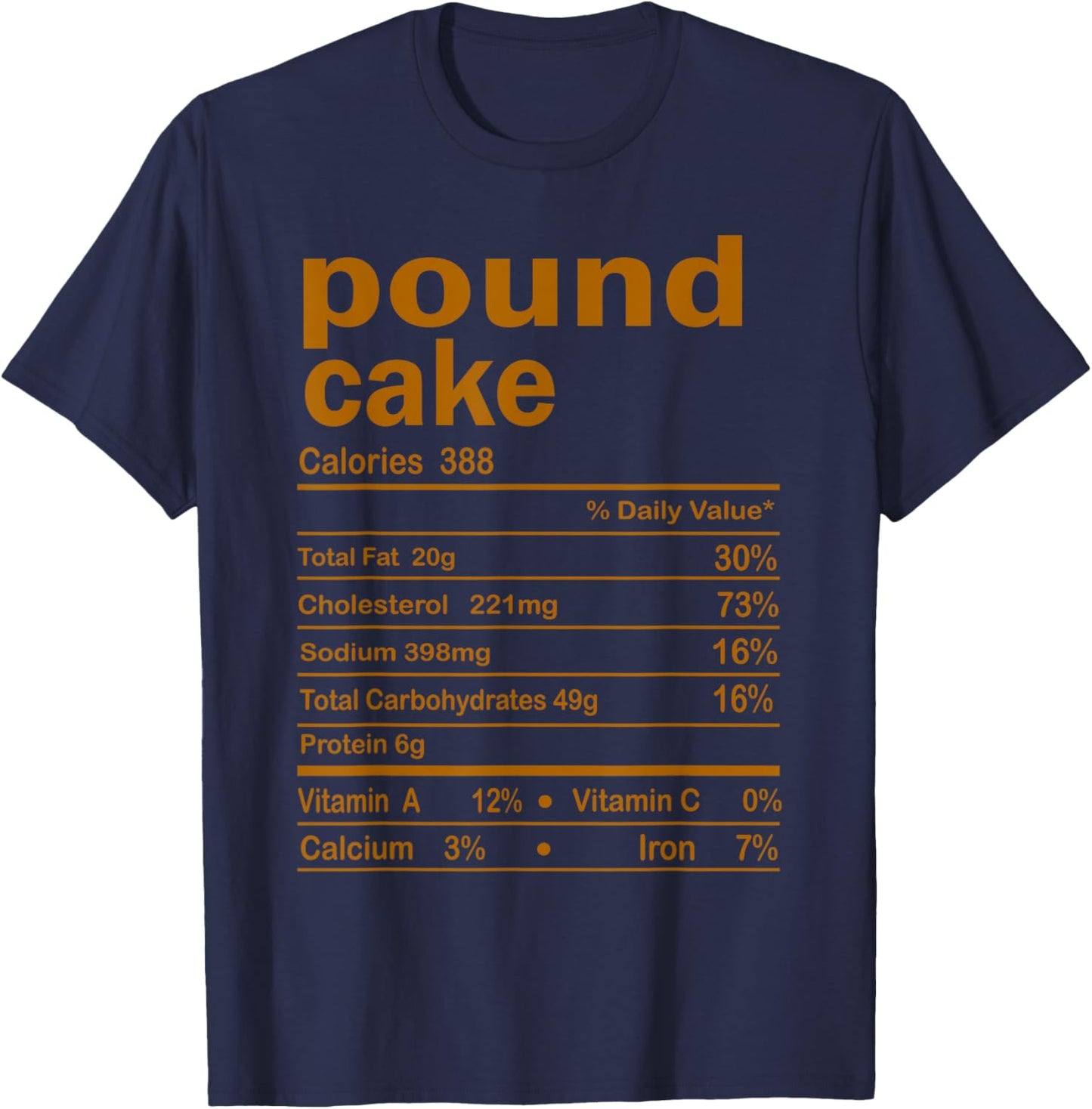 Pound Cake Nutritional Facts Thanksgiving Family Matching T-Shirt - T-Shirt | Navy