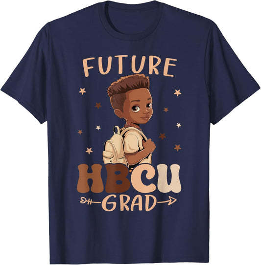 Future HBCU Grad kids Black Boy Afro Black History Month T-Shirt - T-Shirt | Navy