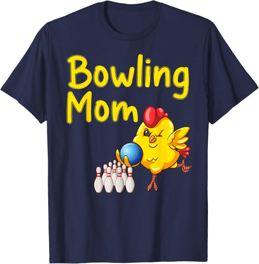 Cute Bowling Mom Funny Bowler Bowl Game Enthusiast Women T-Shirt - T-Shirt | Navy