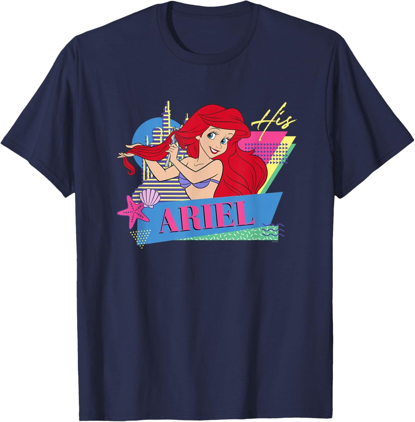 Disney The Little Mermaid Retro Couples Matching His Ariel T-Shirt - T-Shirt | Navy