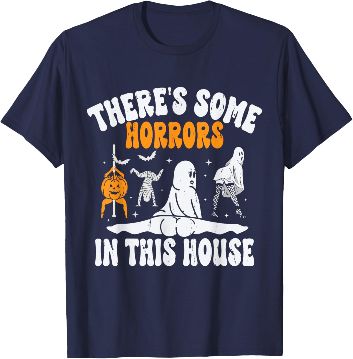 There's Some Horrors In This House Ghost Halloween T-Shirt - T-Shirt | Navy