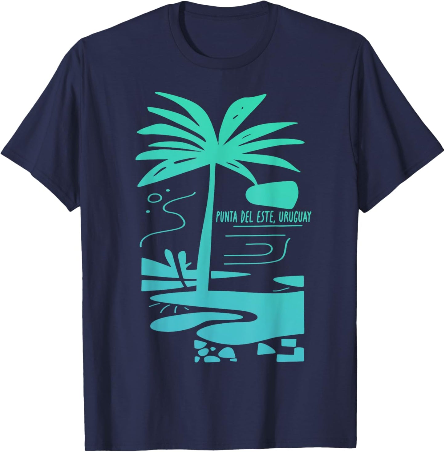 Punta del Este Uruguay Minimalist Beach Scene T-Shirt - T-Shirt | Navy