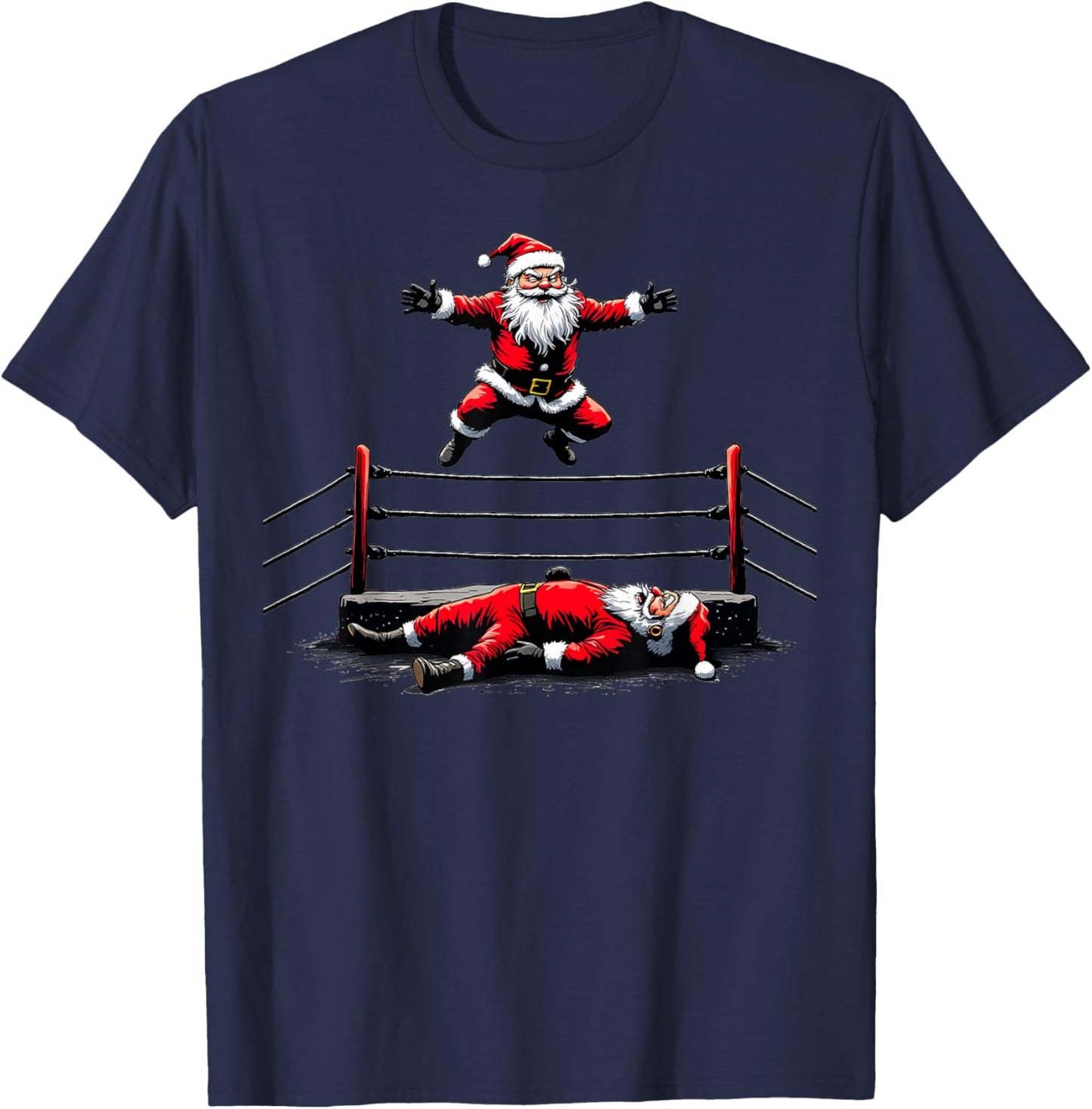 Funny Christmas Santa Claus Graphic Wrestling Wrestler T-Shirt - T-Shirt | Navy