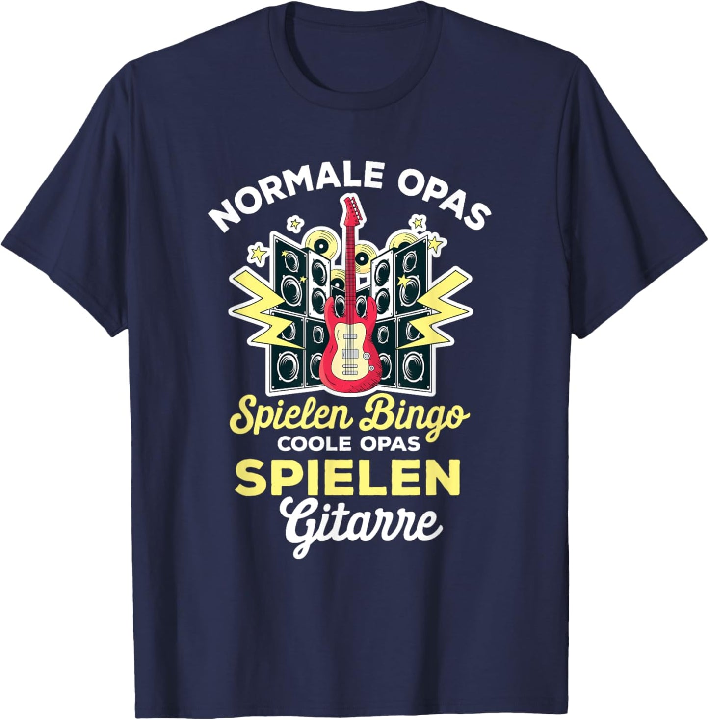 Normal Grandpas Playing Bingo Cool Grandpa Playing Guitar T-Shirt - T-Shirt | Navy
