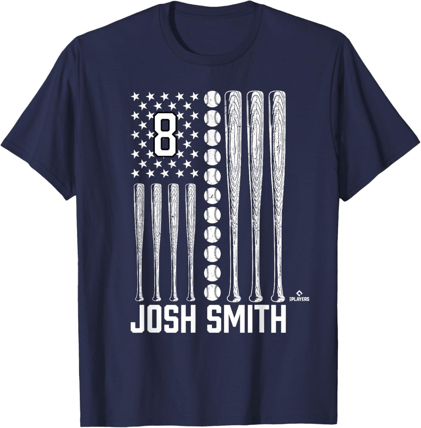 Baseball American Flag Josh Smith Texas Baseball MLBPA T-Shirt - T-Shirt | Navy