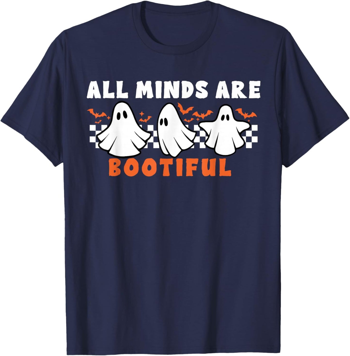 Mental Health Autism Awareness Ghost Teacher Halloween T-Shirt - T-Shirt | Navy