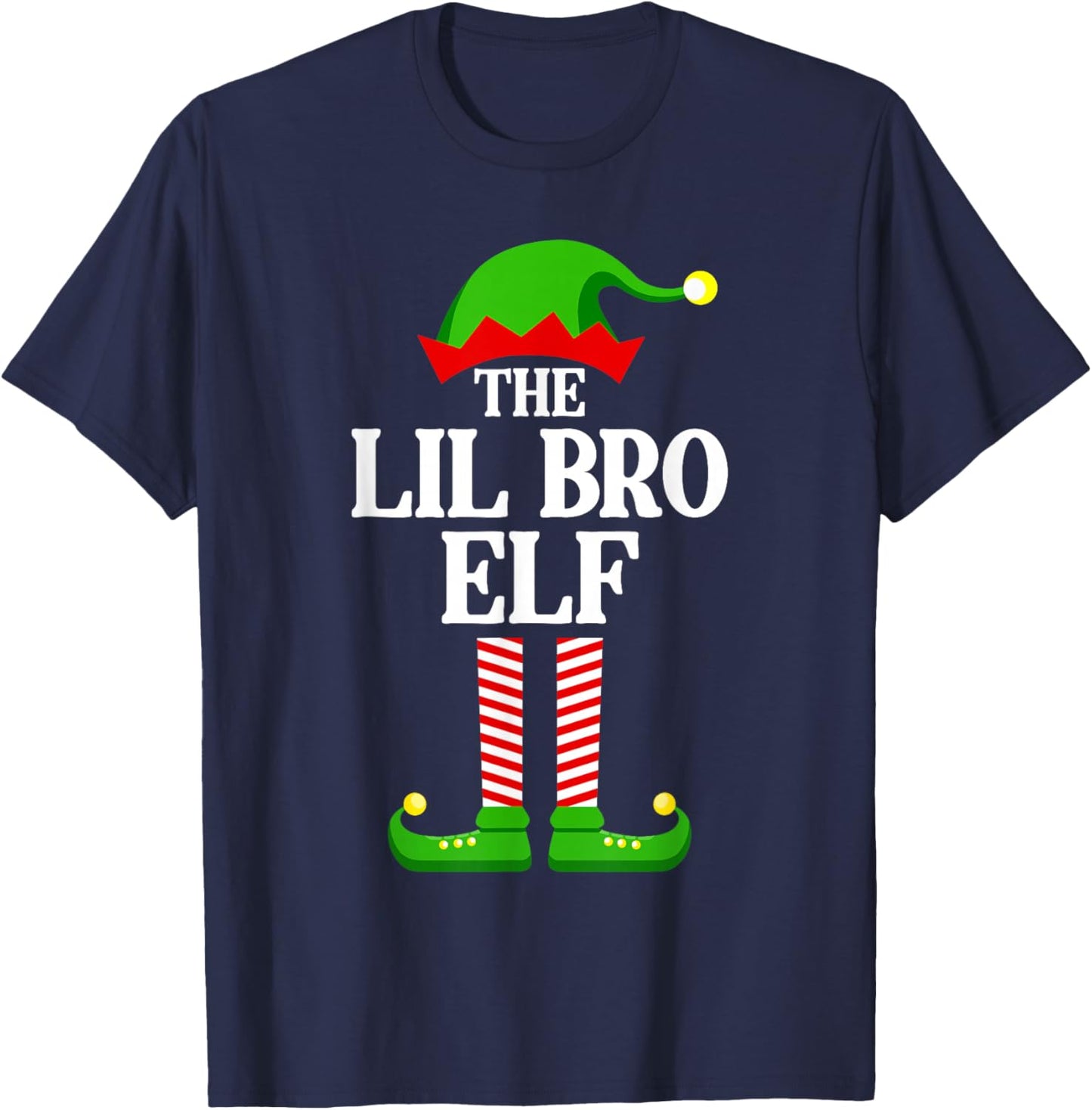 Lil Bro Elf Family Matching Group Funny Christmas Brother T-Shirt - T-Shirt | Navy