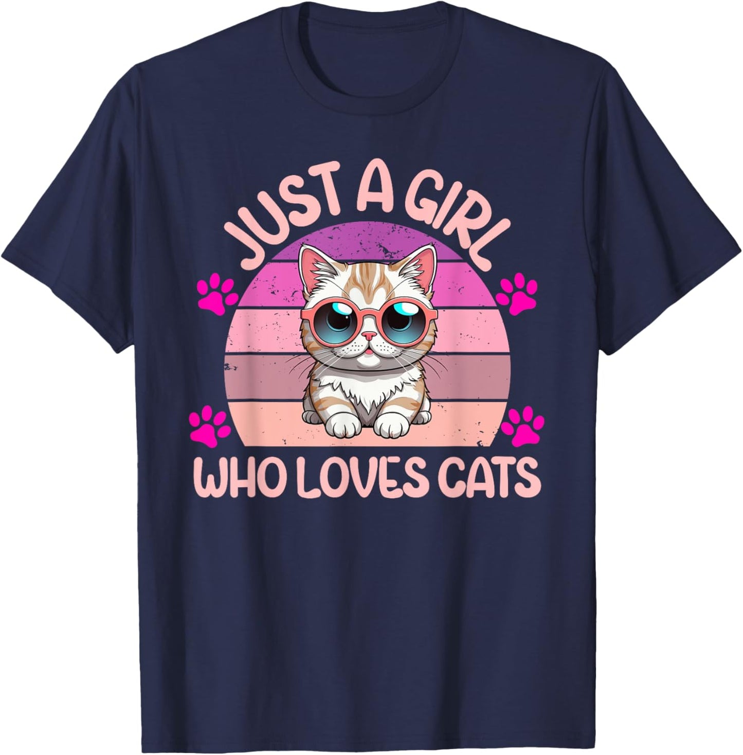 Cats Just A Girl Who Loves Cats Cute Cat ideas T-Shirt - T-Shirt | Navy