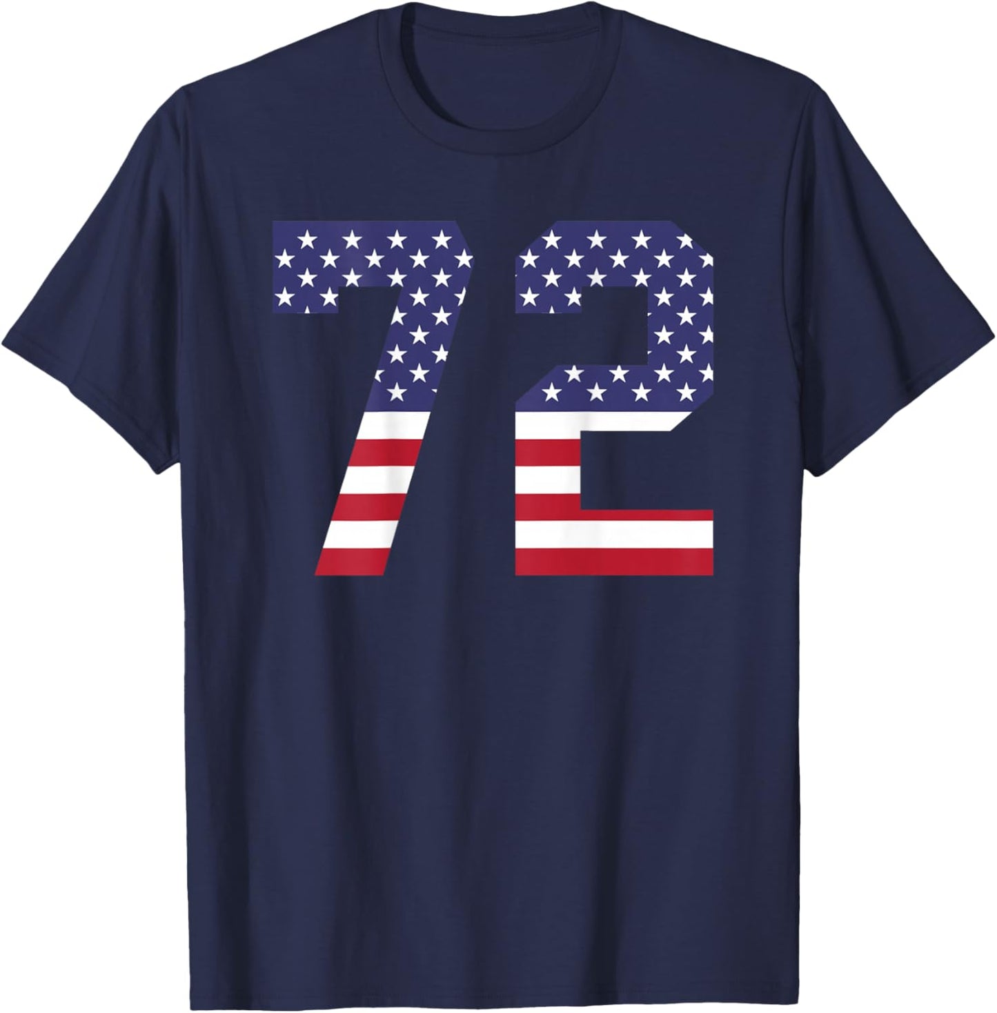 Number 72 BACKSIDE American Flag - Patriotic Jersey Numbered T-Shirt - T-Shirt | Navy