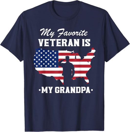 Veterans Day 2024 Military My Favorite Veteran Is My Grandpa T-Shirt - T-Shirt | Navy