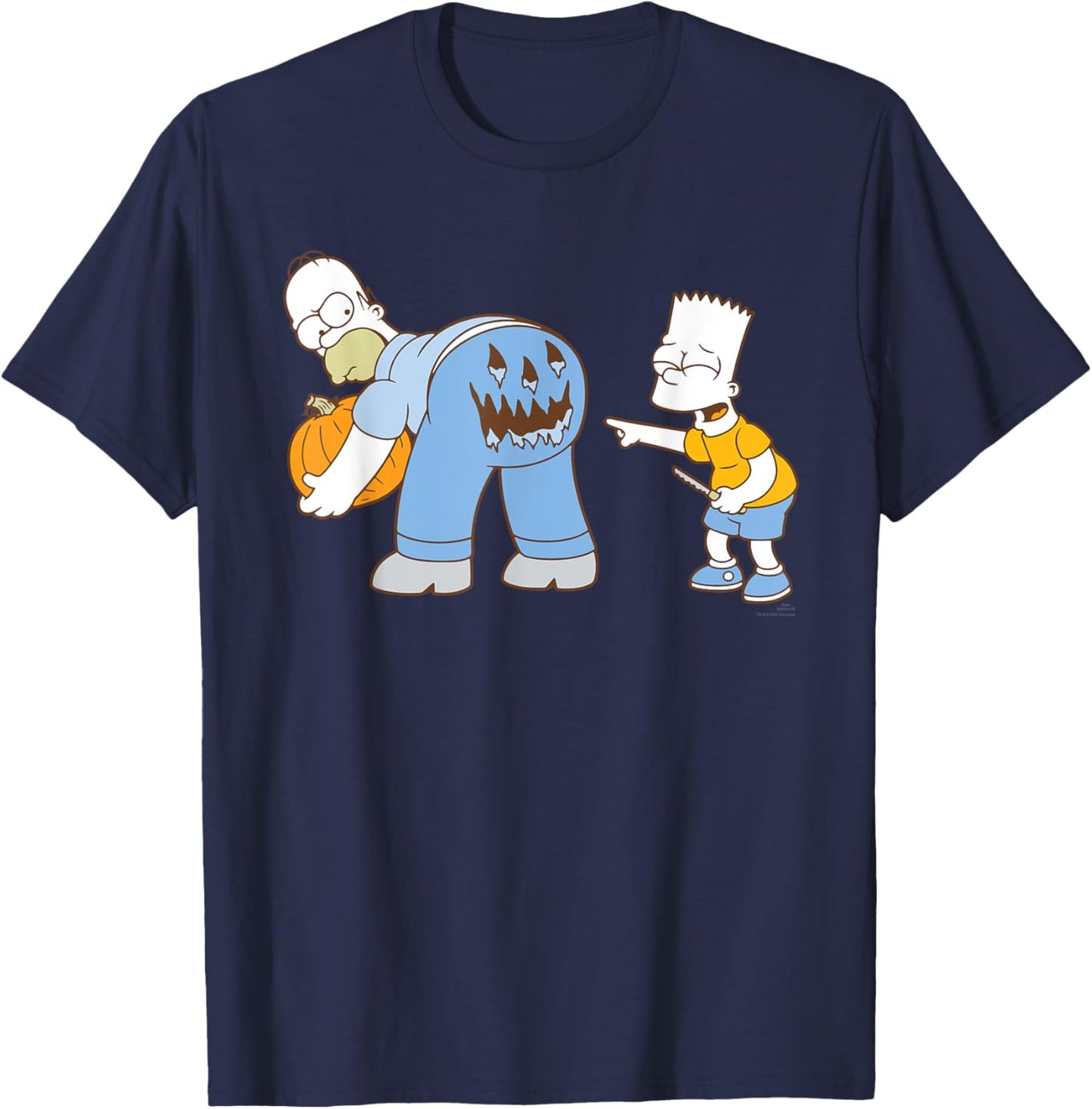 The Simpsons Halloween Bart and Homer Jack-O’-Lantern Butt T-Shirt - T-Shirt | Navy