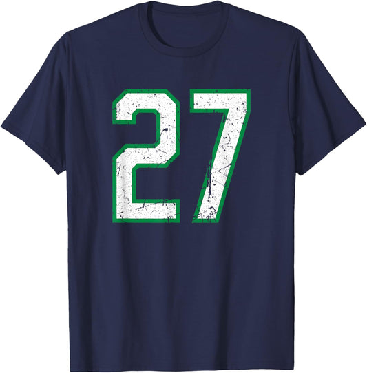 Vintage Sports Number #27 T-Shirt - T-Shirt | Navy