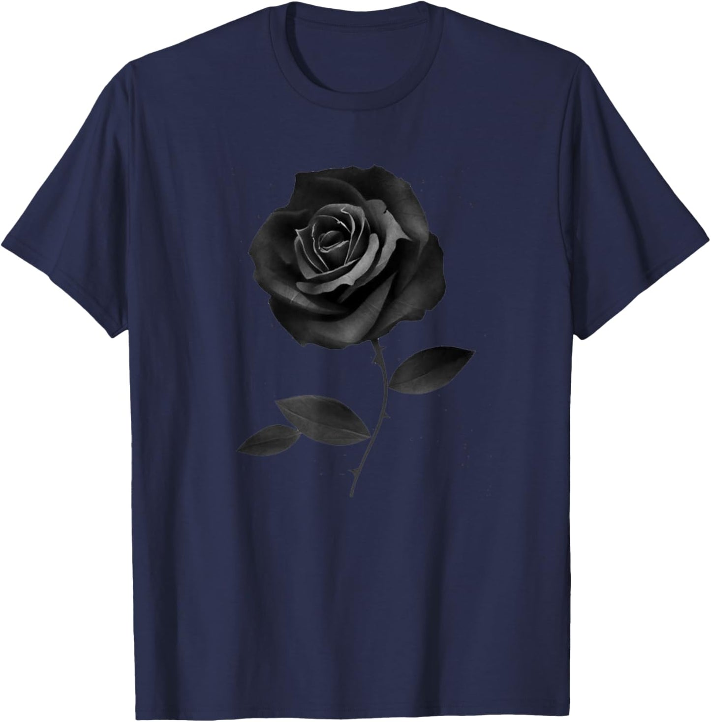 Beautiful Black Rose Flower Silhouette T-Shirt - T-Shirt | Navy