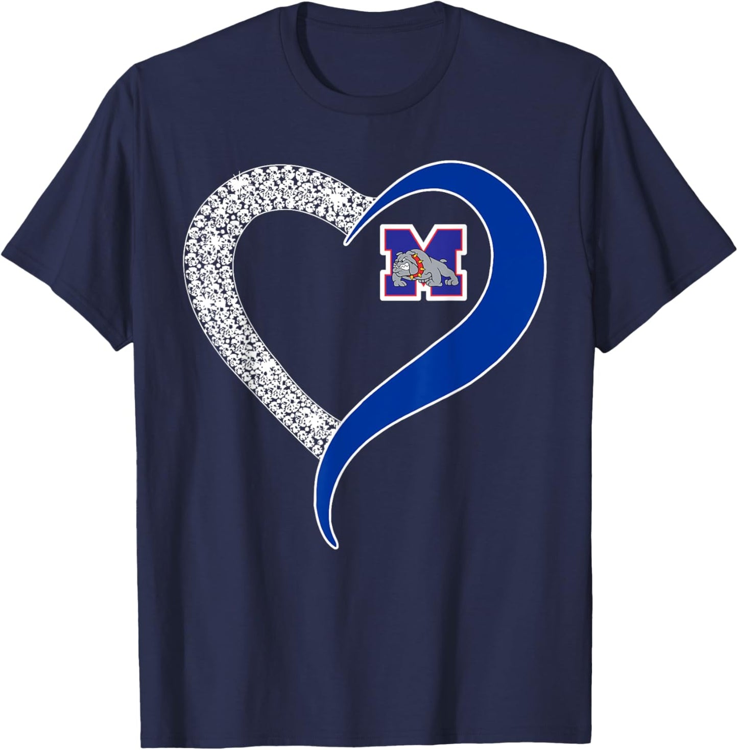 Mason Bulldogs Logo Diamond Heart HS T-Shirt - T-Shirt | Navy