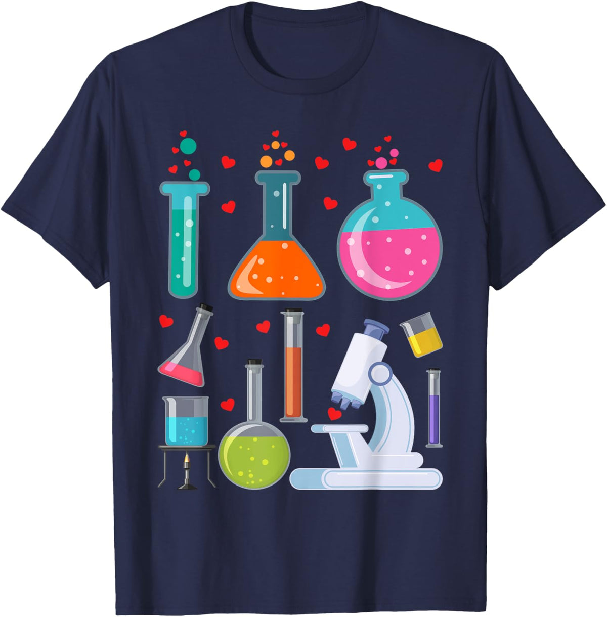 Cute Chemistry Hearts Science Valentines Nerd T-Shirt - T-Shirt | Navy