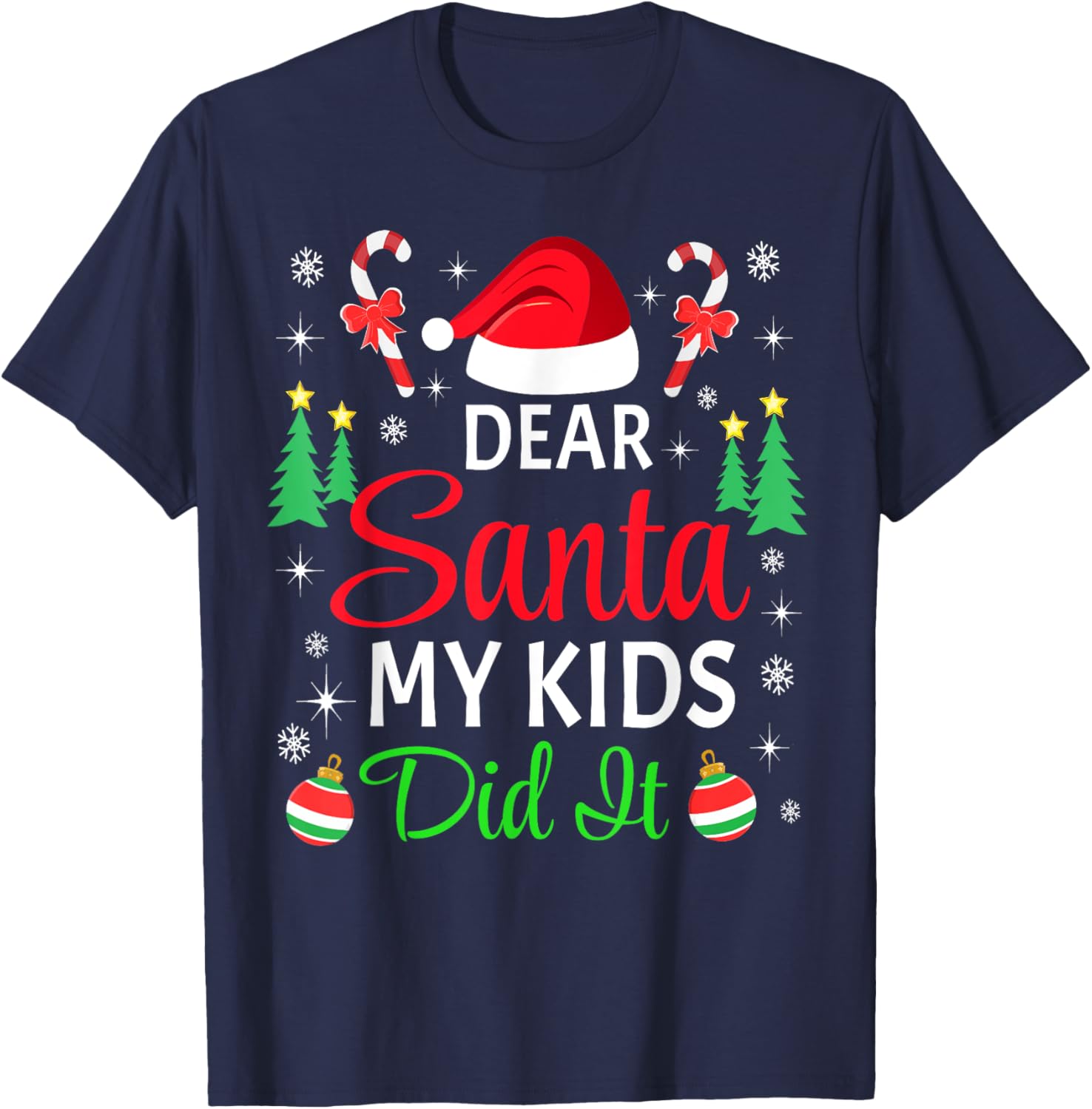 Dear Santa My Kids Did It Matching Family Christmas Pajama T-Shirt - T-Shirt | Navy