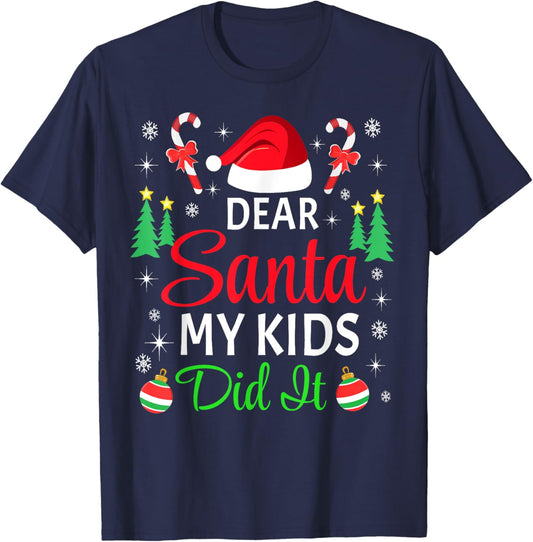 Dear Santa My Kids Did It Matching Family Christmas Pajama T-Shirt - T-Shirt | Navy