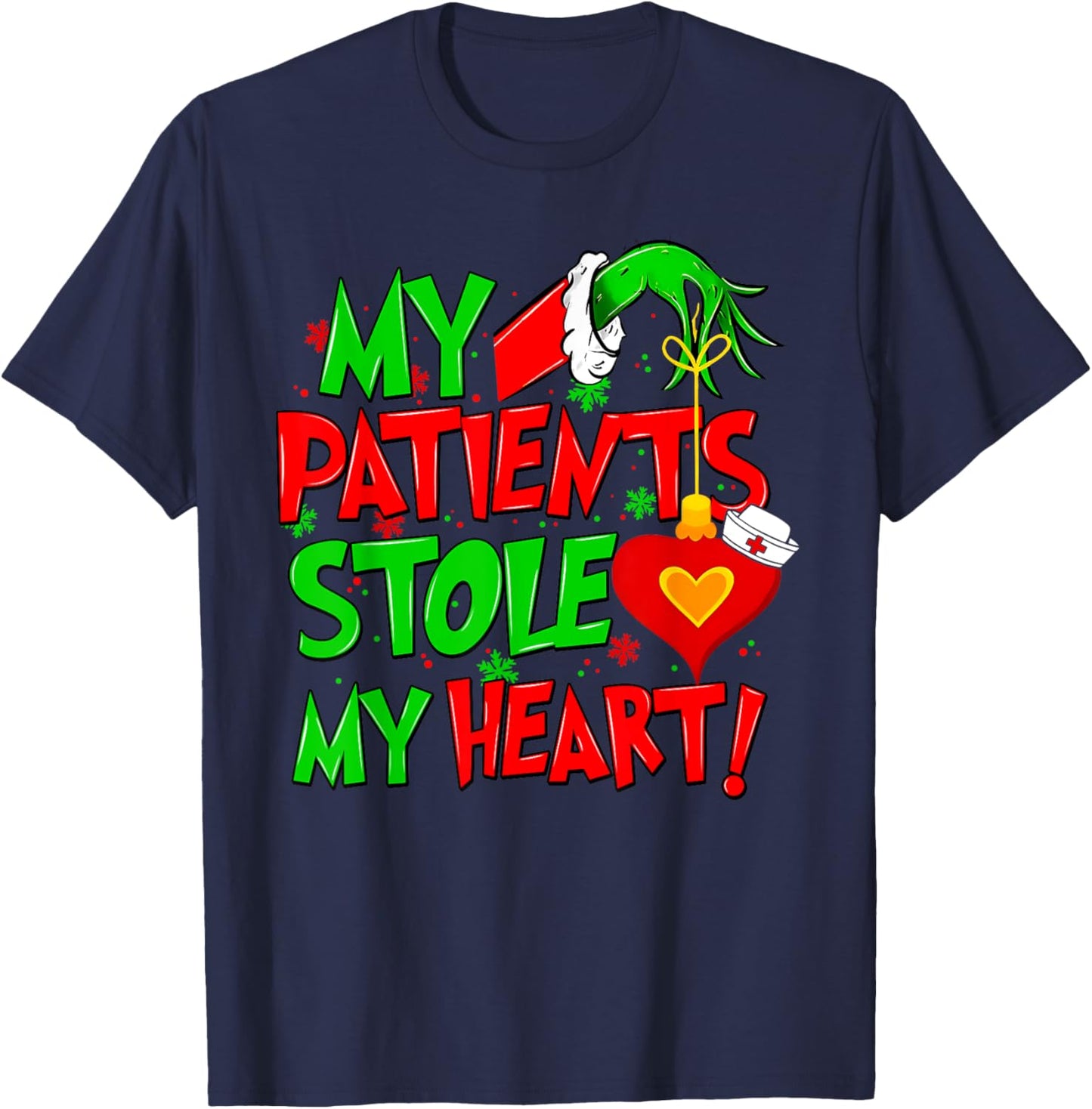My Patients Stole My Heart Merry Christmas Xmas Nurse Doctor T-Shirt - T-Shirt | Navy