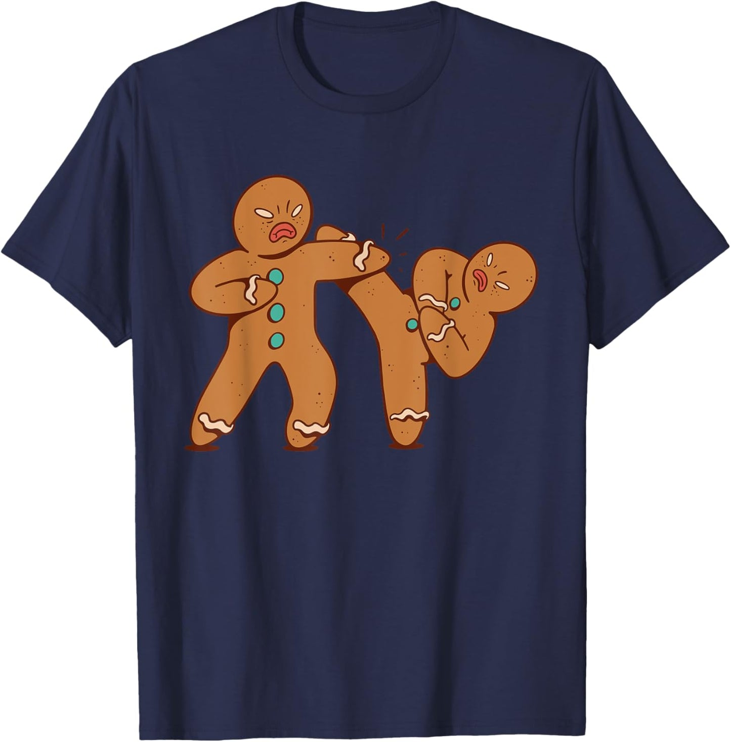 Funny Gingerbread Man Karate Cookie Funny Christmas T-Shirt - T-Shirt | Navy