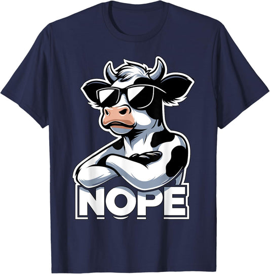 Nope Cow with Sunglasses T-Shirt - T-Shirt | Navy