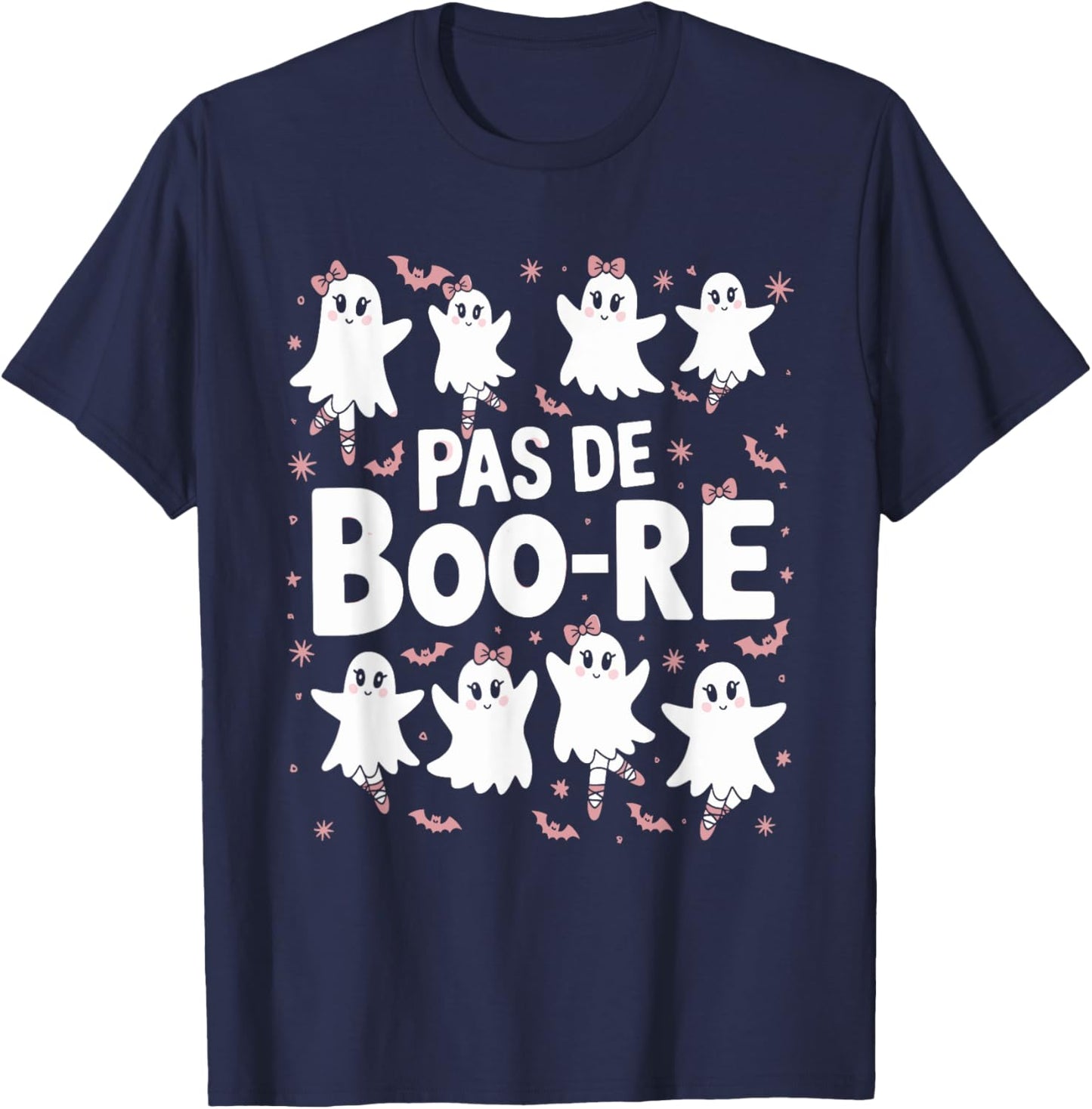 Pas De Boo-re Cute Ghost Ballet Halloween Dance Design T-Shirt - T-Shirt | Navy