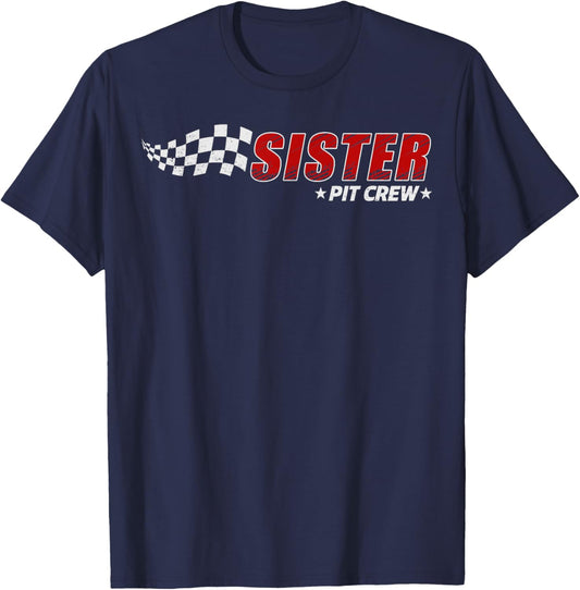 Sister Pit Crew Race Car Birthday Family Matching Pit Crew T-Shirt - T-Shirt | Navy