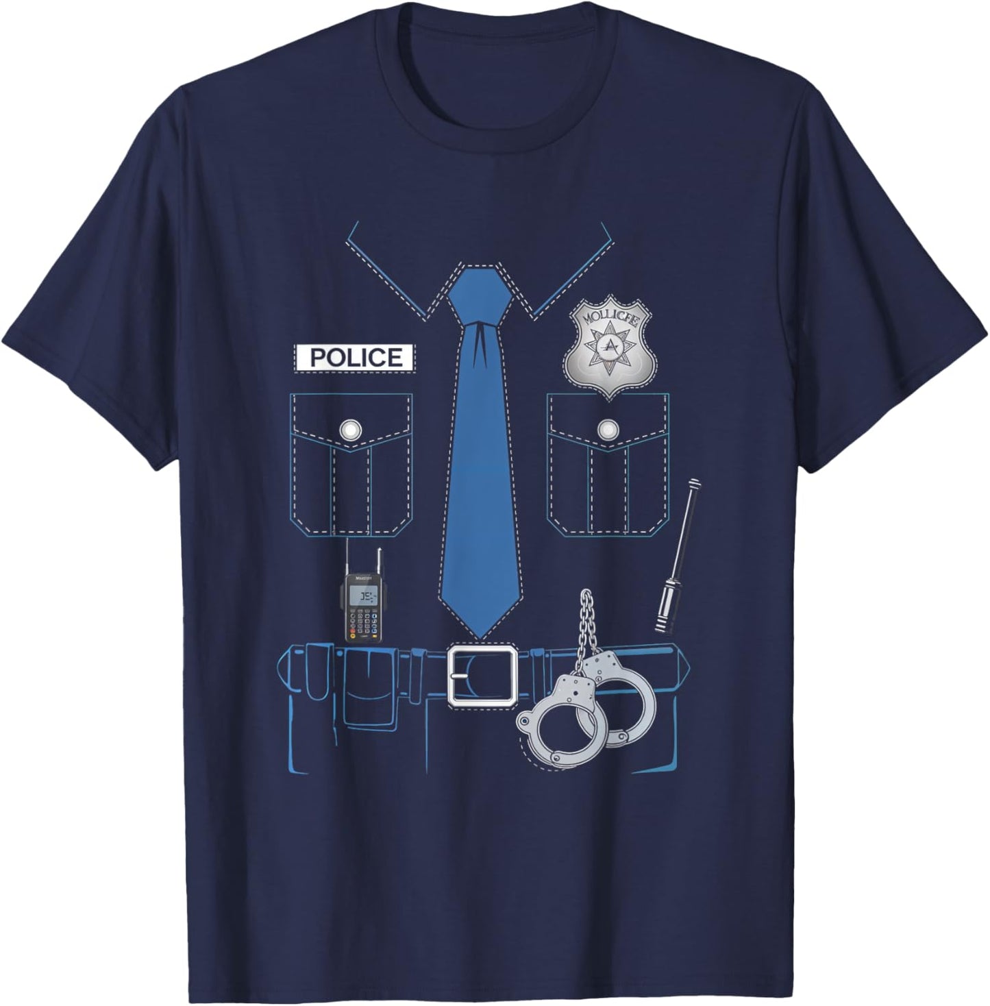 Police Officer Costume Police Uniform Kids Adults T-Shirt - T-Shirt | Navy
