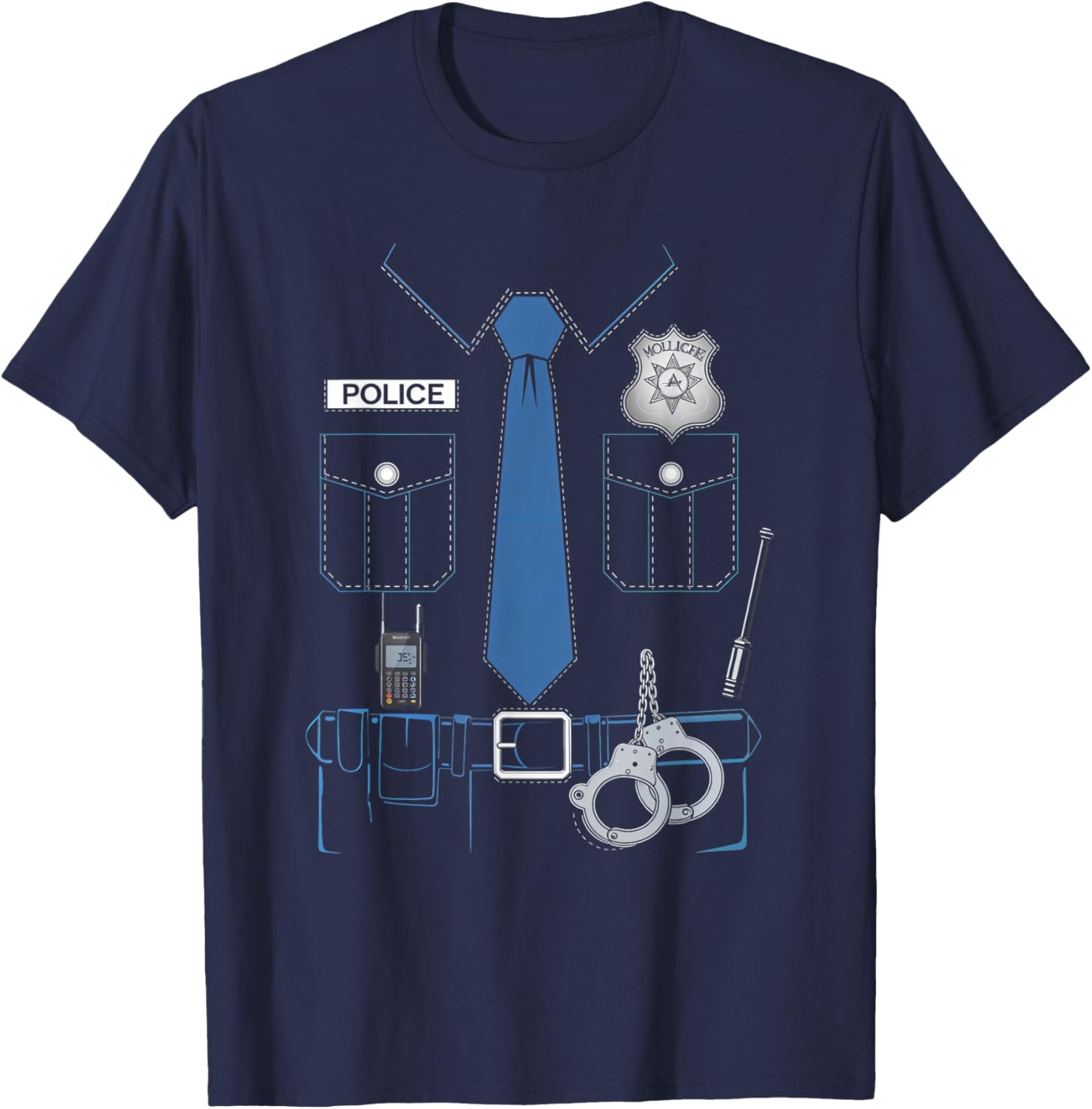 Police Officer Costume Police Uniform Kids Adults T-Shirt - T-Shirt | Navy