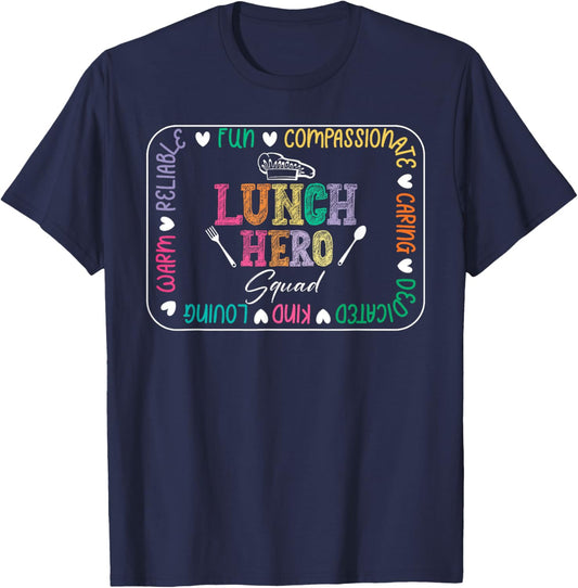 Cute Lunch Hero Squad Funny School Cafeteria Worker Cooking T-Shirt - T-Shirt | Navy