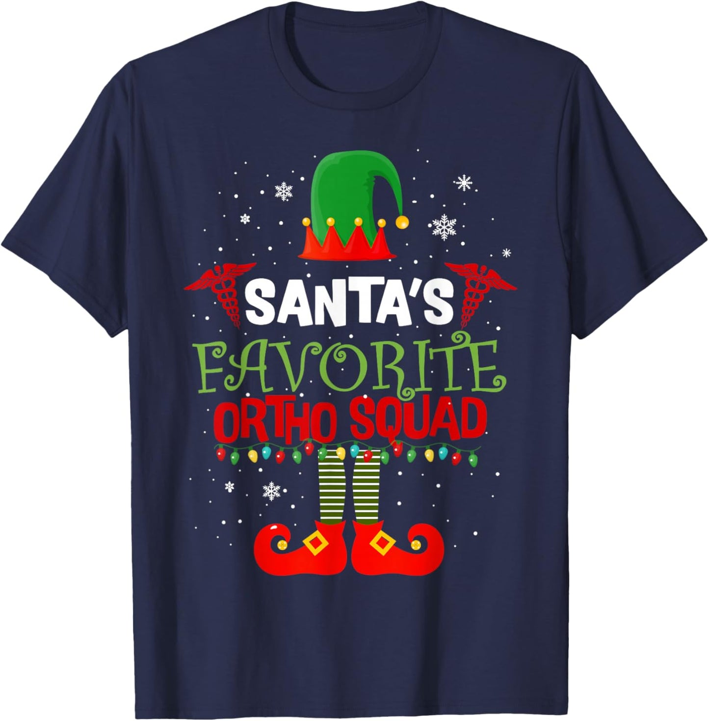 Santa Favorite Ortho Squad Elf Orthodontist Christmas Pajama T-Shirt - T-Shirt | Navy