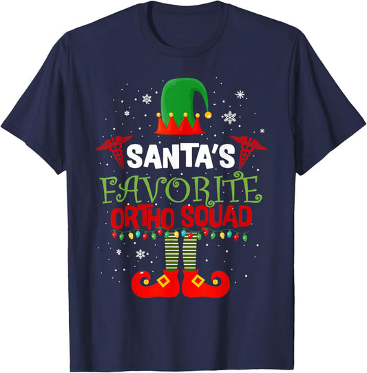 Santa Favorite Ortho Squad Elf Orthodontist Christmas Pajama T-Shirt - T-Shirt | Navy