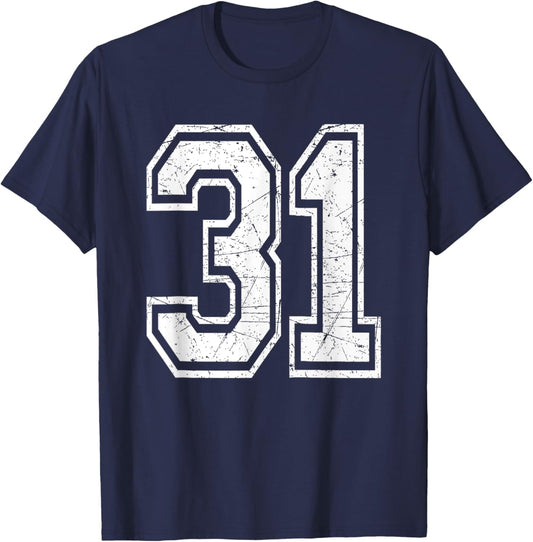 Number 31 Varsity Sports Team Jersey 31st Birthday T-Shirt - T-Shirt | Navy