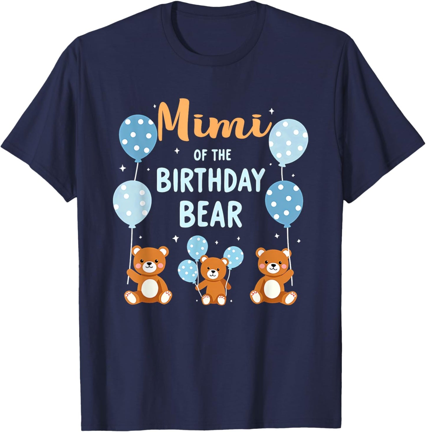 Birthday Bear Grandma Mimi Of The Birthday Boy T-Shirt - T-Shirt | Navy