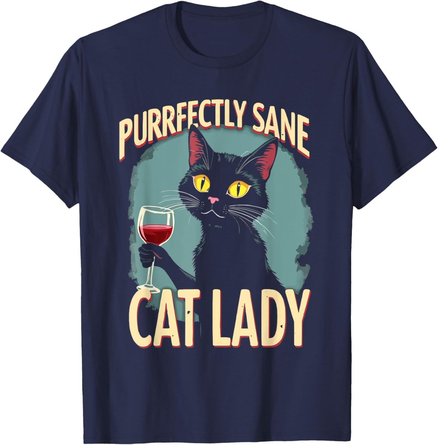 Wine Cat Owner Kitty Meow Alcohol Drinking Winemaker T-Shirt - T-Shirt | Navy