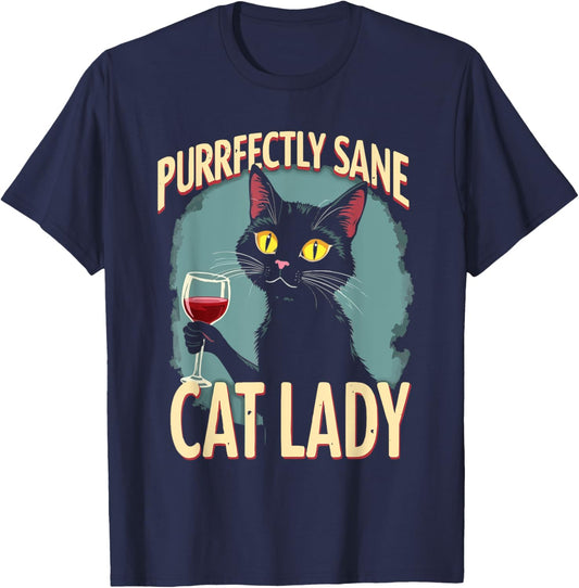Wine Cat Owner Kitty Meow Alcohol Drinking Winemaker T-Shirt - T-Shirt | Navy