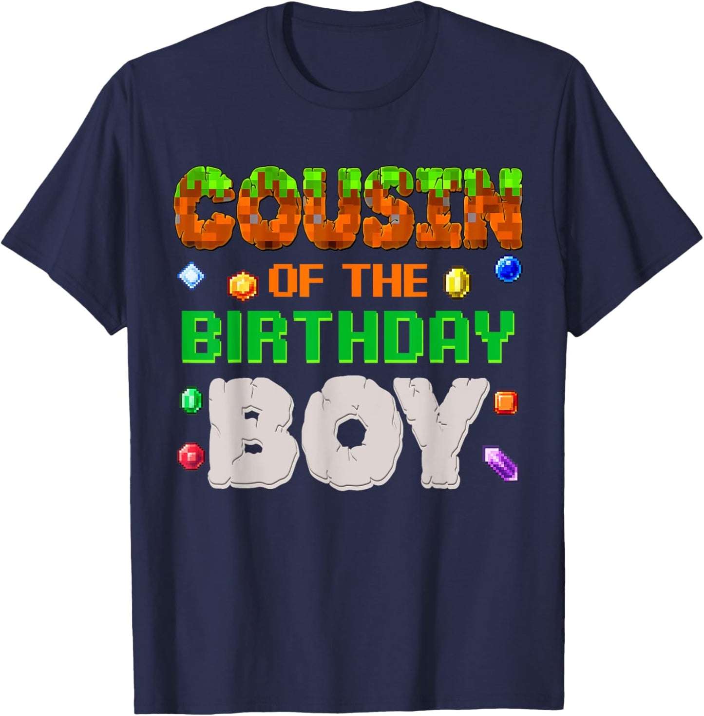 Cousin Of The Birthday Boy Video Gamer Black Boys' Birthday Pixel Number T-Shirt - T-Shirt | Navy