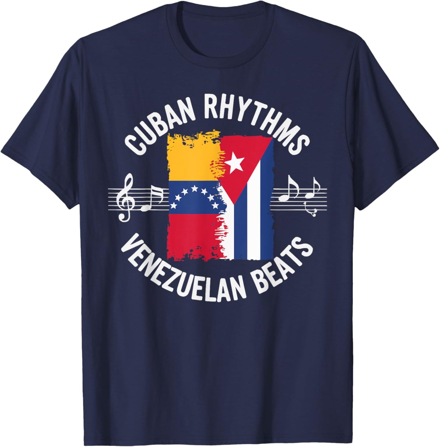 Half Venezuelan Half Cuban Cuba Flag Country Venezuela T-Shirt - T-Shirt | Navy
