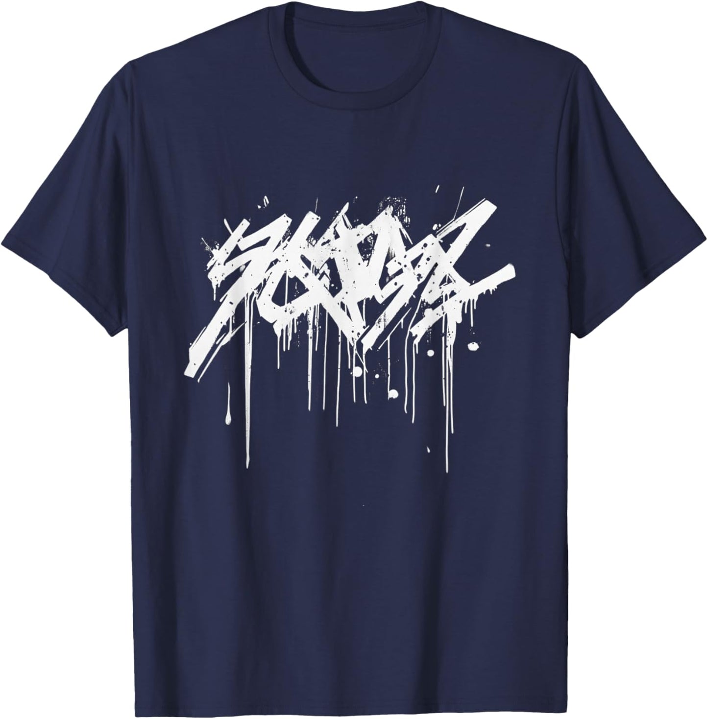 White Spray Paint Graffiti Graphic - Abstract Graffiti T-Shirt - T-Shirt | Navy