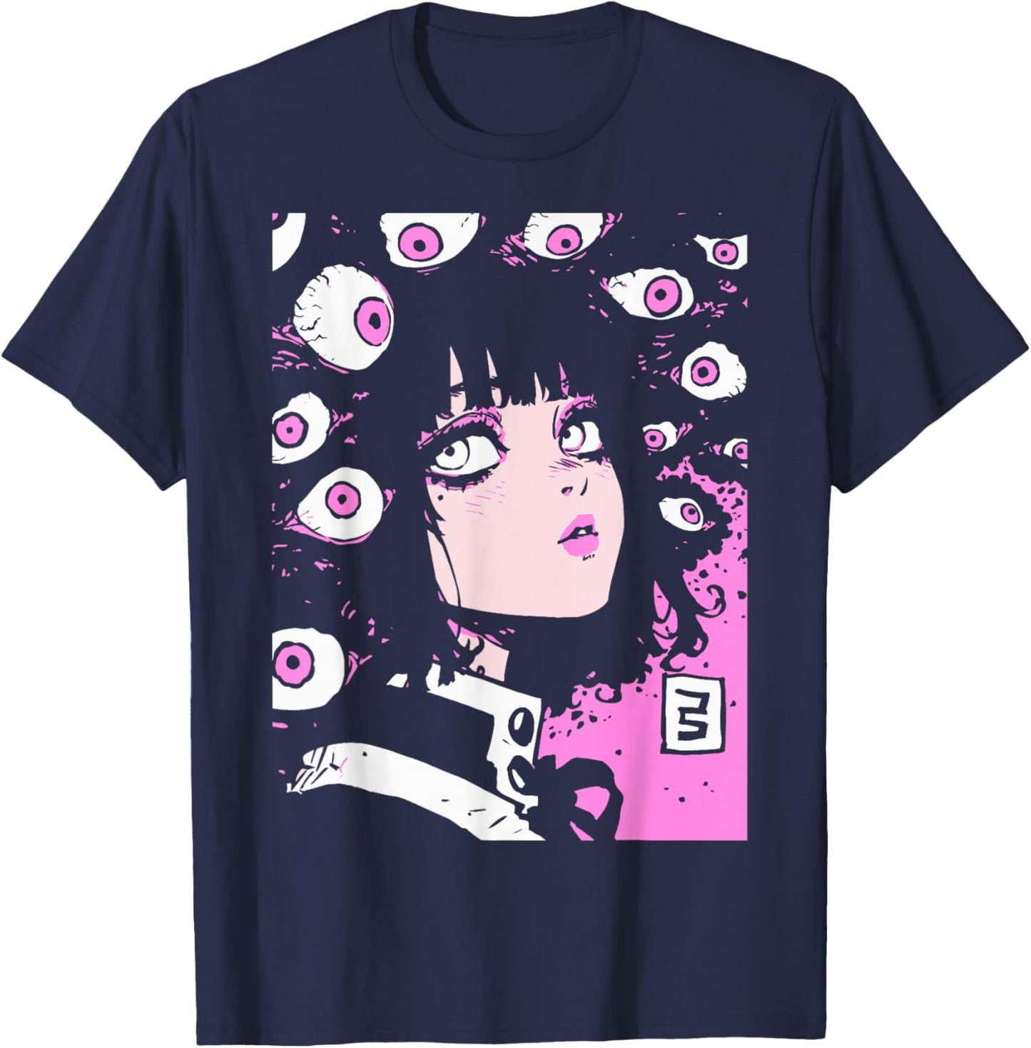 Horror Anime Manga | Japan Japanese Creepy Kawaii Goth T-Shirt - T-Shirt | Navy