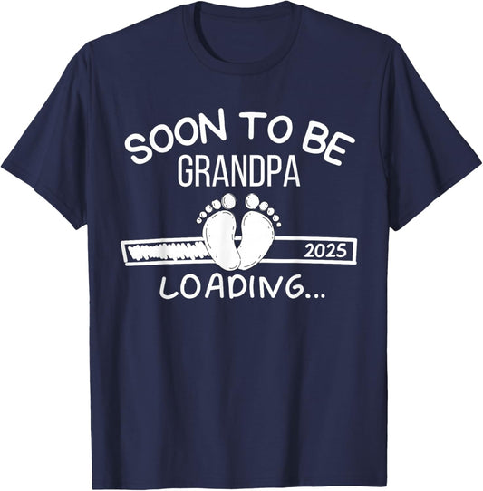 Soon to be Grandpa 2025 Loading Promoted to Grandpa T-Shirt - T-Shirt | Navy