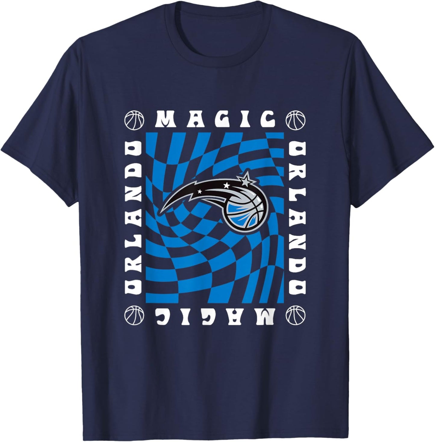 NBA Orlando Magic Retro Checkerboard Wave T-Shirt - T-Shirt | Navy