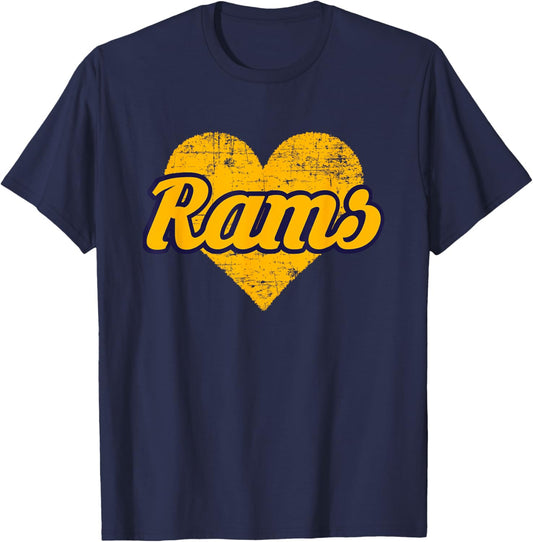 Reidsville Rams Over Heart T-Shirt - T-Shirt | Navy