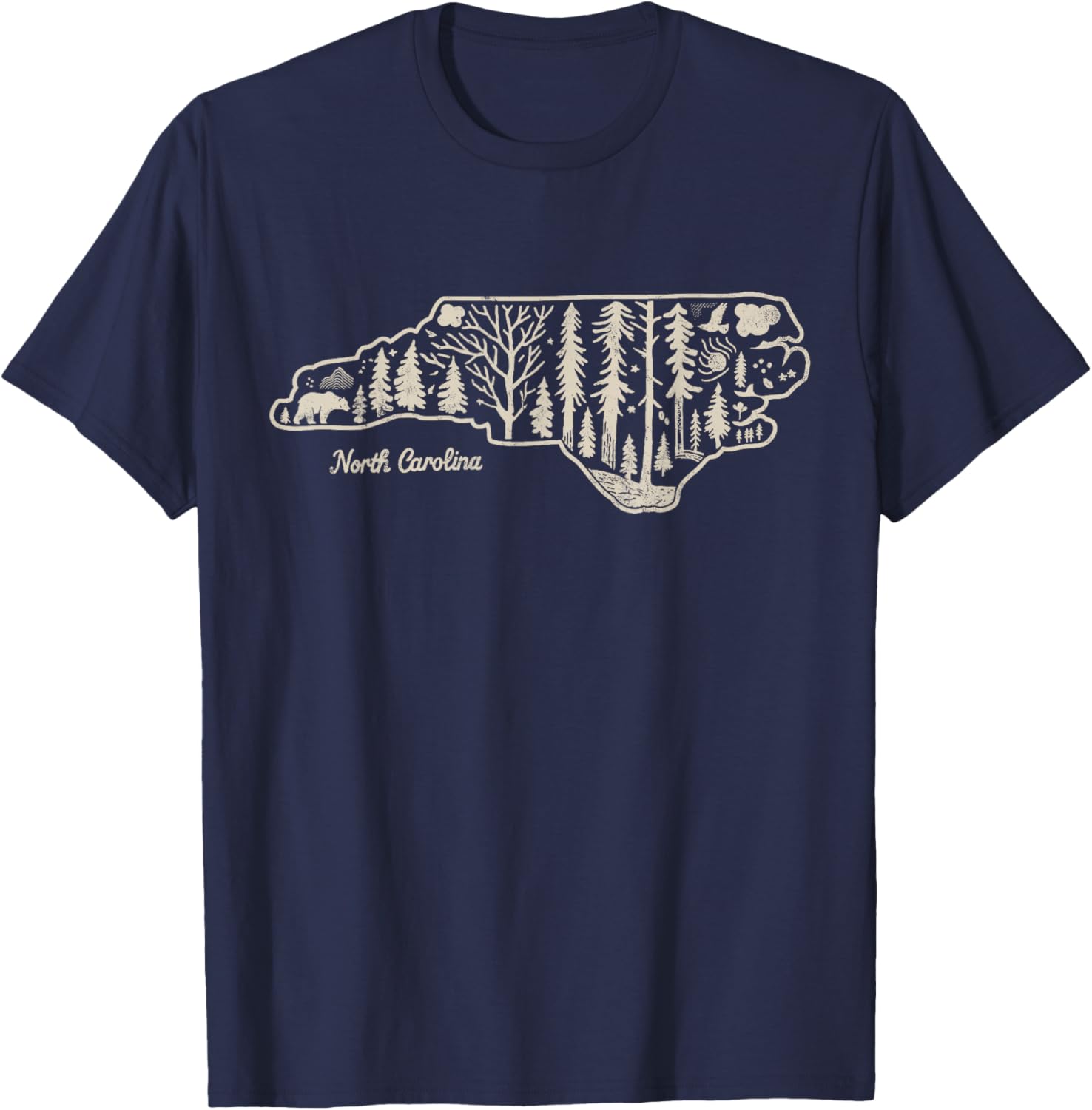 Vintage North Carolina USA Outdoor T-Shirt - T-Shirt | Navy