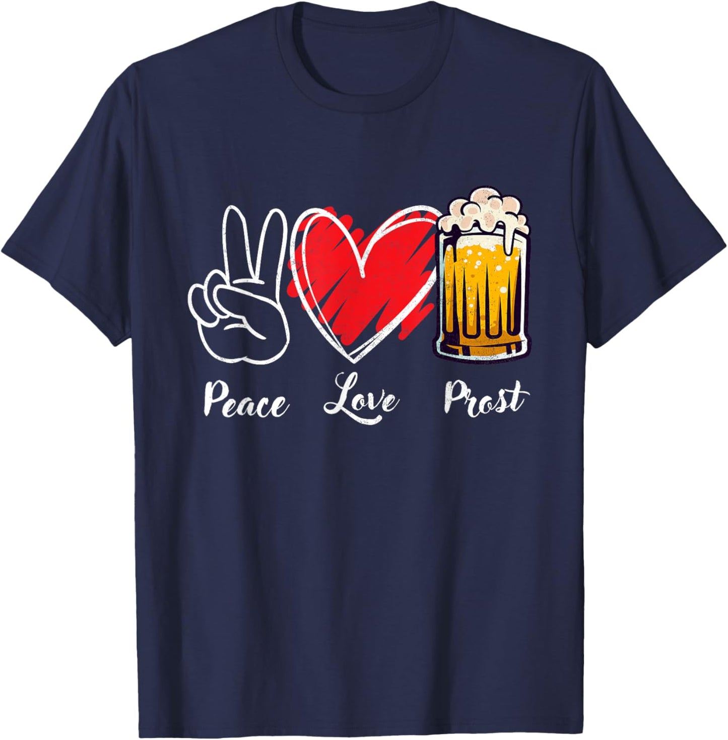 Peace Love Prost Oktoberfest Funny German Men Women Kid T-Shirt - T-Shirt | Navy