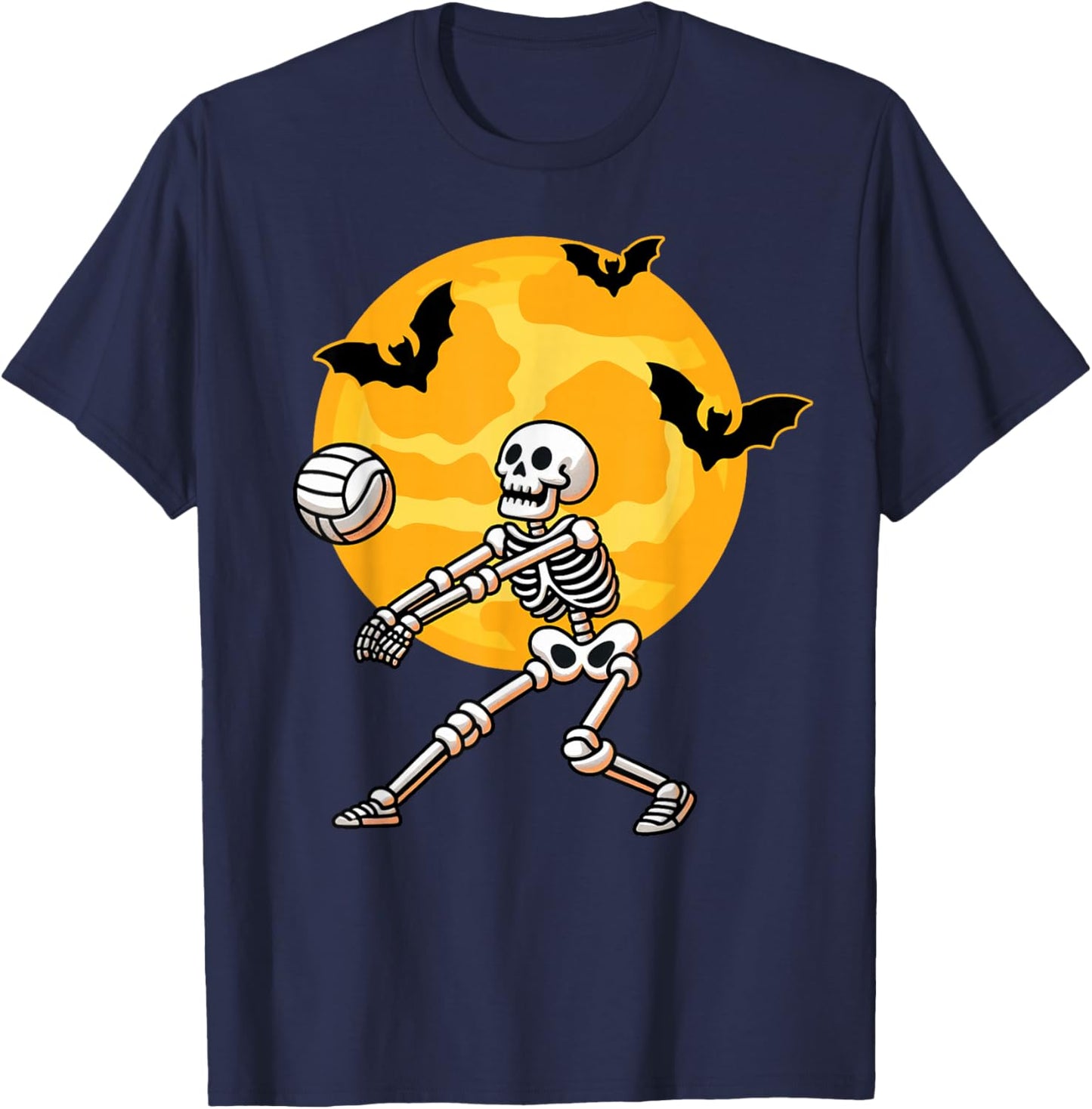 Volleyball Skeleton Halloween Men Boys Volleyball Player T-Shirt - T-Shirt | Navy