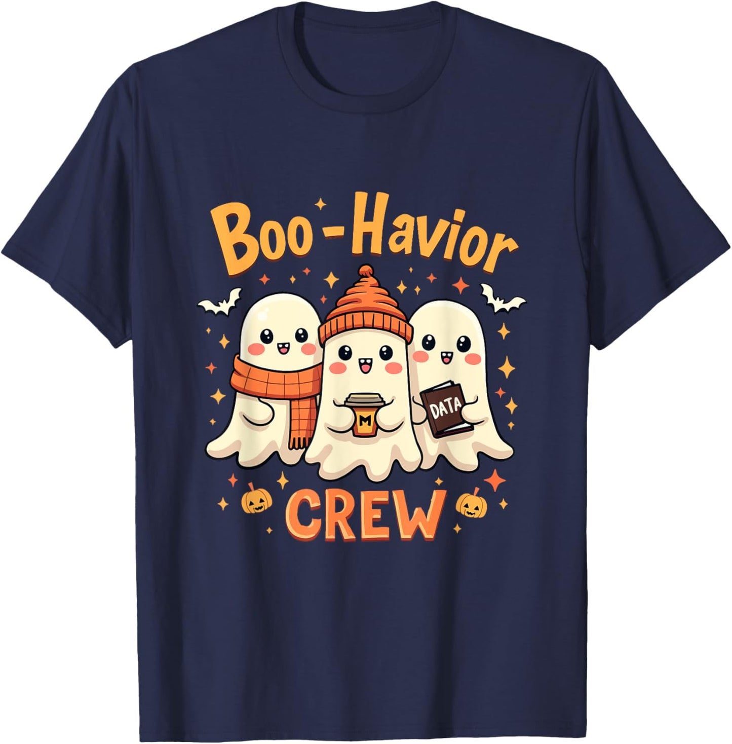 Boo-Havior Crew Cute Ghosts ABA Behavior Analyst Halloween T-Shirt - T-Shirt | Navy